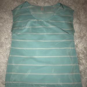 Teal Blue and White Stripe Shirt